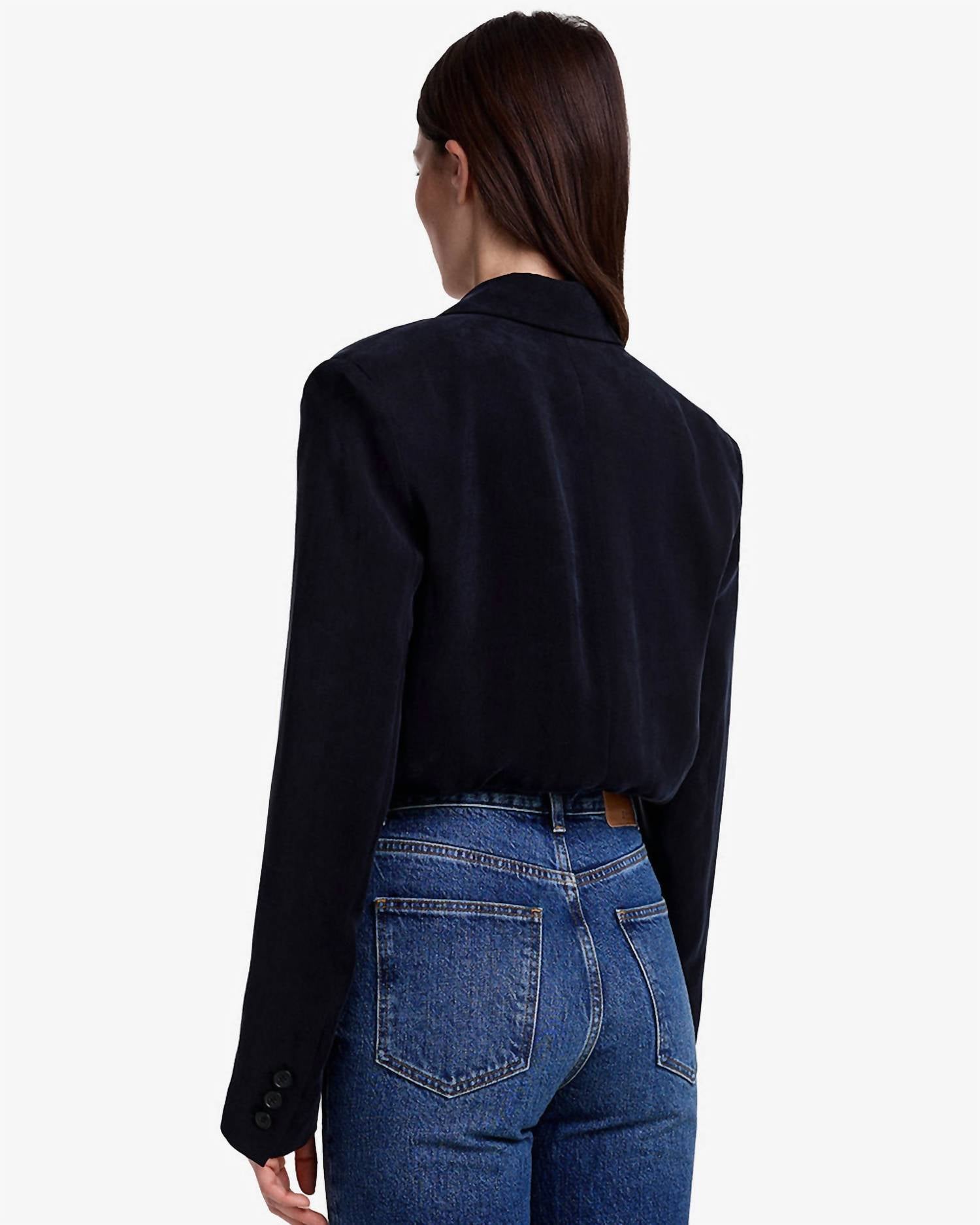 Smythe Blazer Bodysuit in coal - women's shirt - detail view