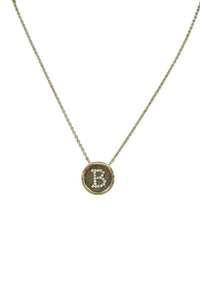 Bzk - Women's Initial Necklace: Circle Pave