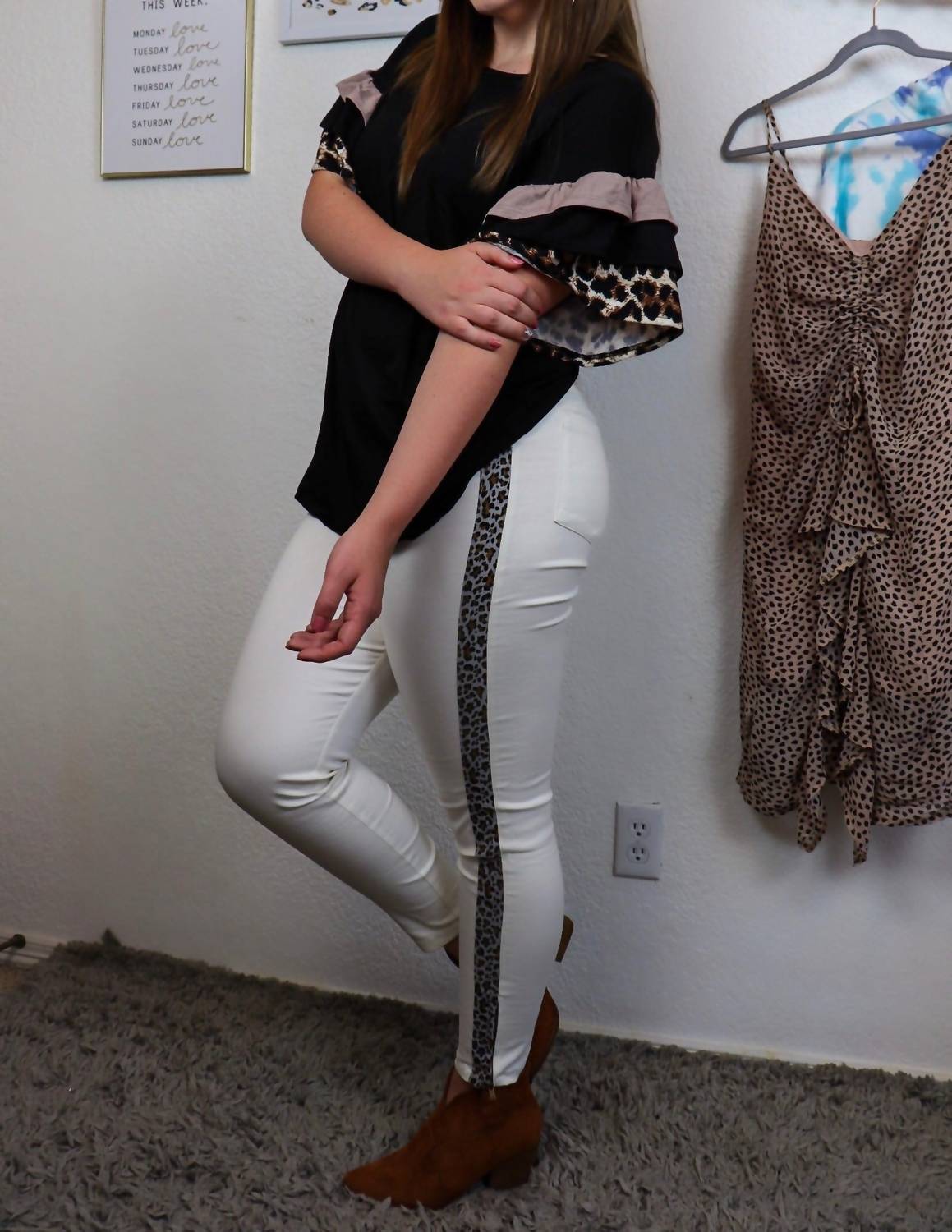 umgee Leopard Pants in white - women's pants