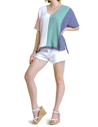 Umgee - Color Block Gauze Top