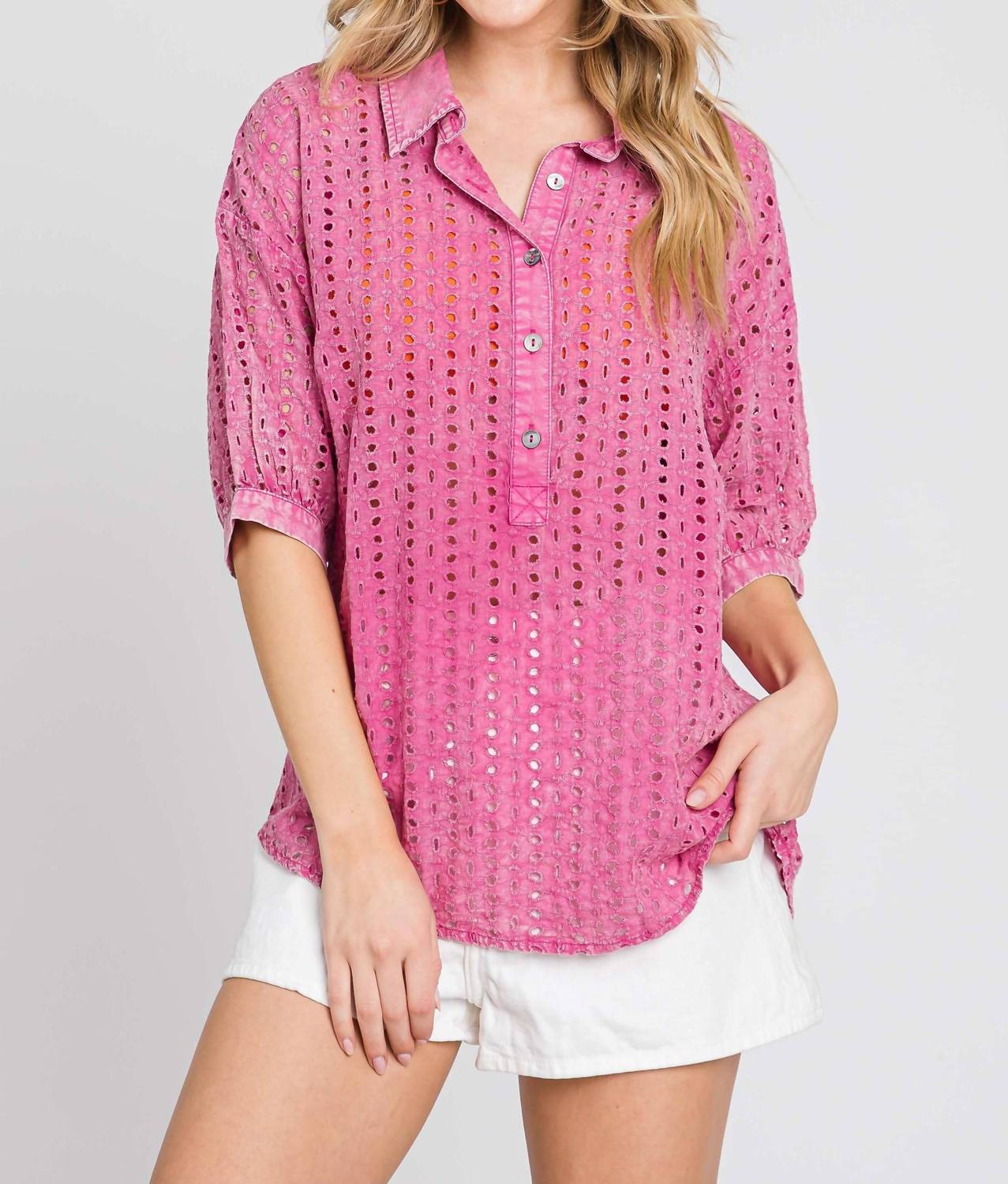 Elleborn - Cotton Eyelet Washed Top