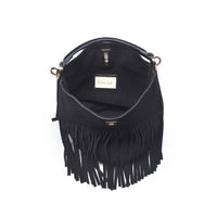 Moda Luxe Bowie Leather Fringe Crossbody Bag in black - women's bag - detail view