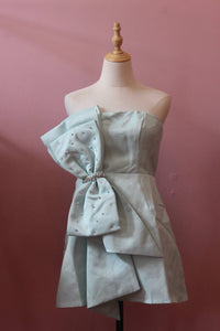 INA Satin Strapless Big Bow Mini Dress in mint - women's dress
