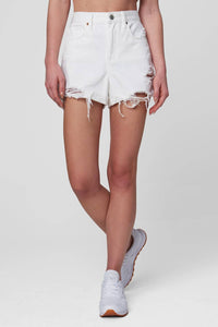 BLANKNYC Head In The Clouds Hi Waist Cut Off Denim Jean Shorts in the clouds hi waist cut off denim jean shorts in white - women's shorts