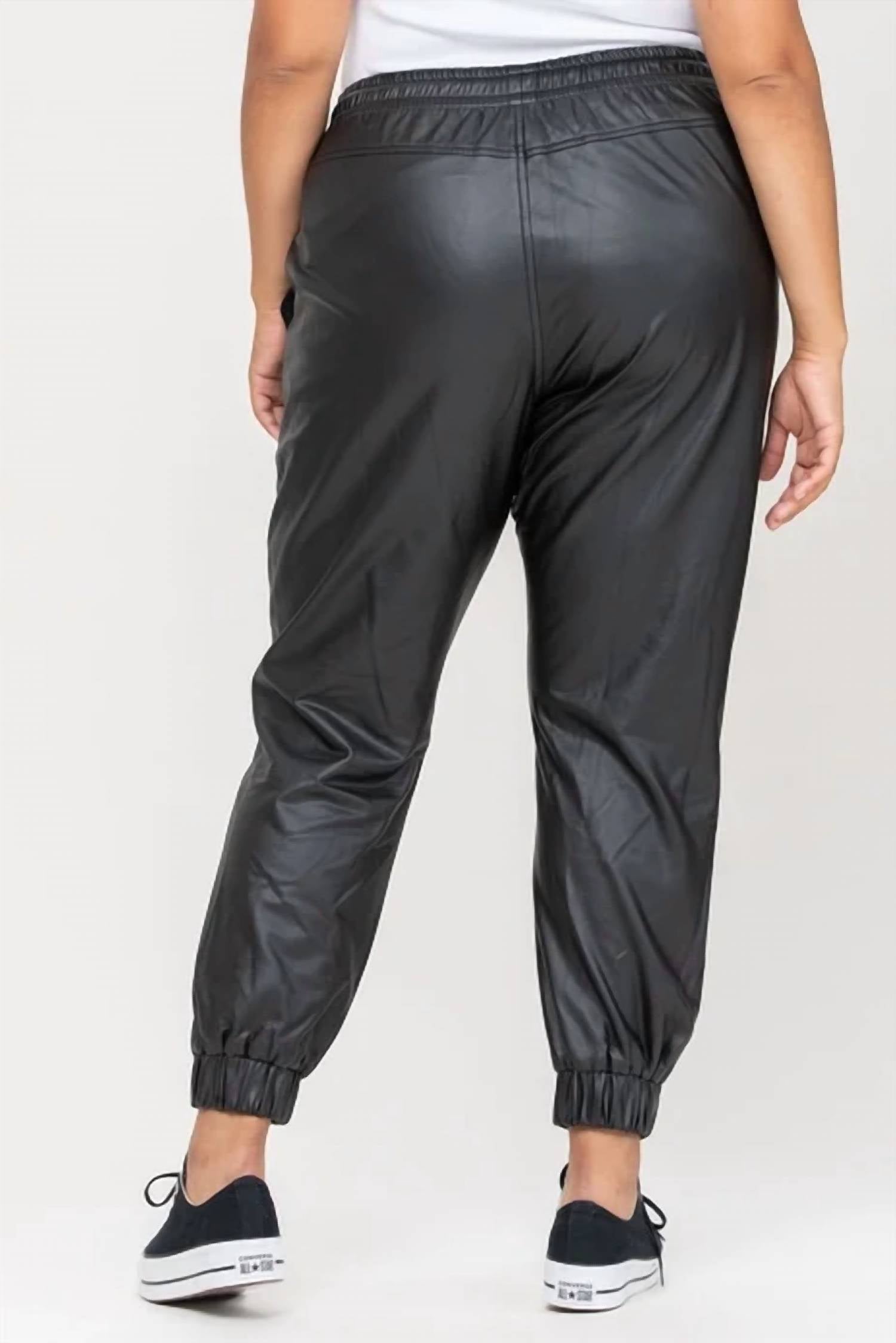Cello - High-Rise Faux Leather Joggers