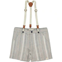 Me & Henry - Boy's Captain Herringbone Shorts With Removable Suspenders