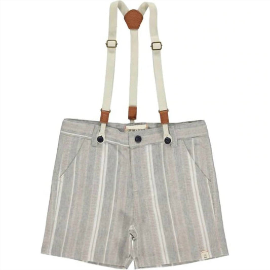 Me & Henry - Boy's Captain Herringbone Shorts With Removable Suspenders