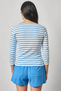 Lilla P - Rib Quarter Sleeve Boatneck Tee