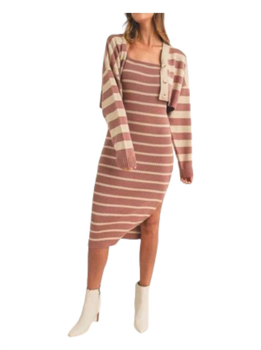 Mable - Striped with Cardigan Dress