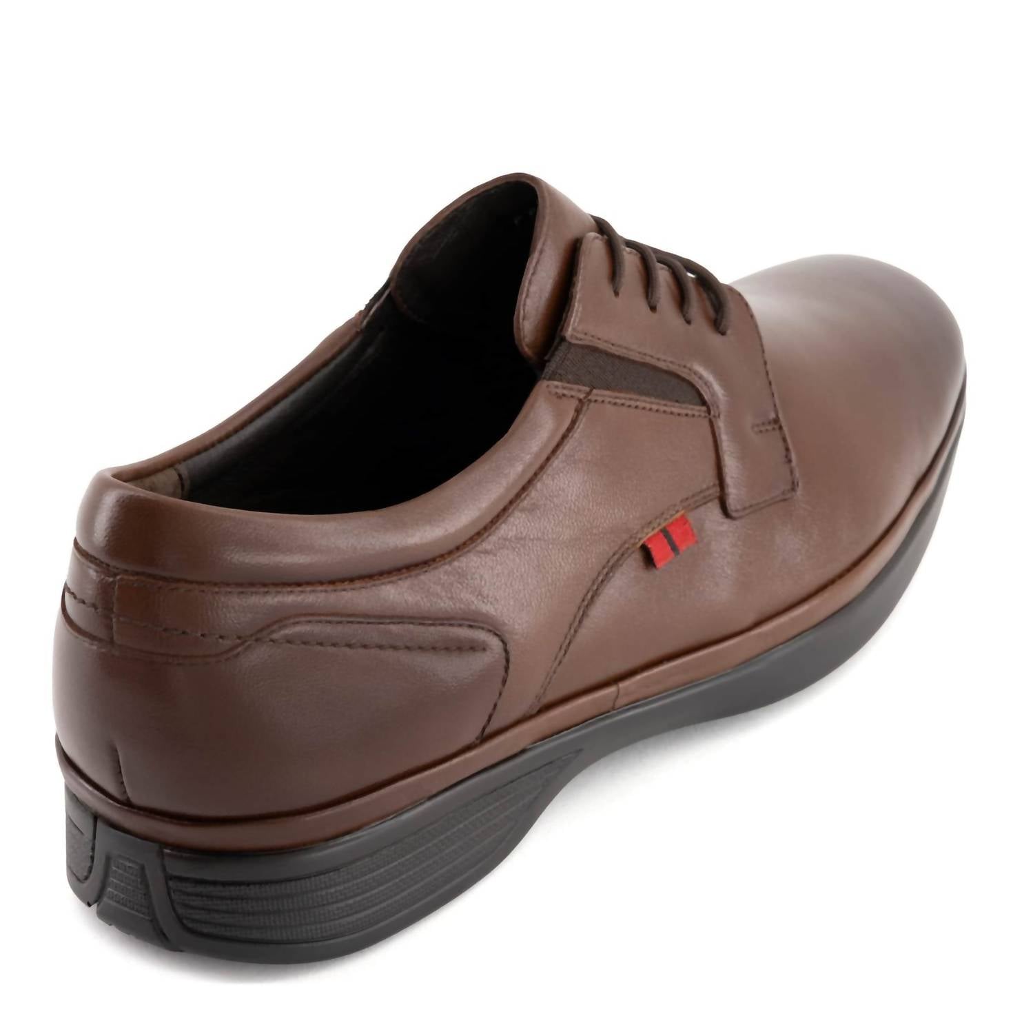 Andrea Men's Lace Closure Leather Oxford Shoes in brown - men's shoe - detail view