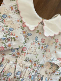 Lulu Bebe - Girl's Matilda Bunny Floral Dress With collar