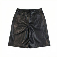 knotWTR Leather Shorts in black - women's shorts - alternate view