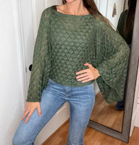 BLAKELEY Free Spirit Bell Sleeve Top in olive - women's shirt