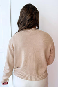 ELAN Shoulder Stripe Detail Sweatshirt in natural - women's top - detail view