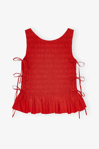 Ganni - Cotton Poplin Smock Tie String Top