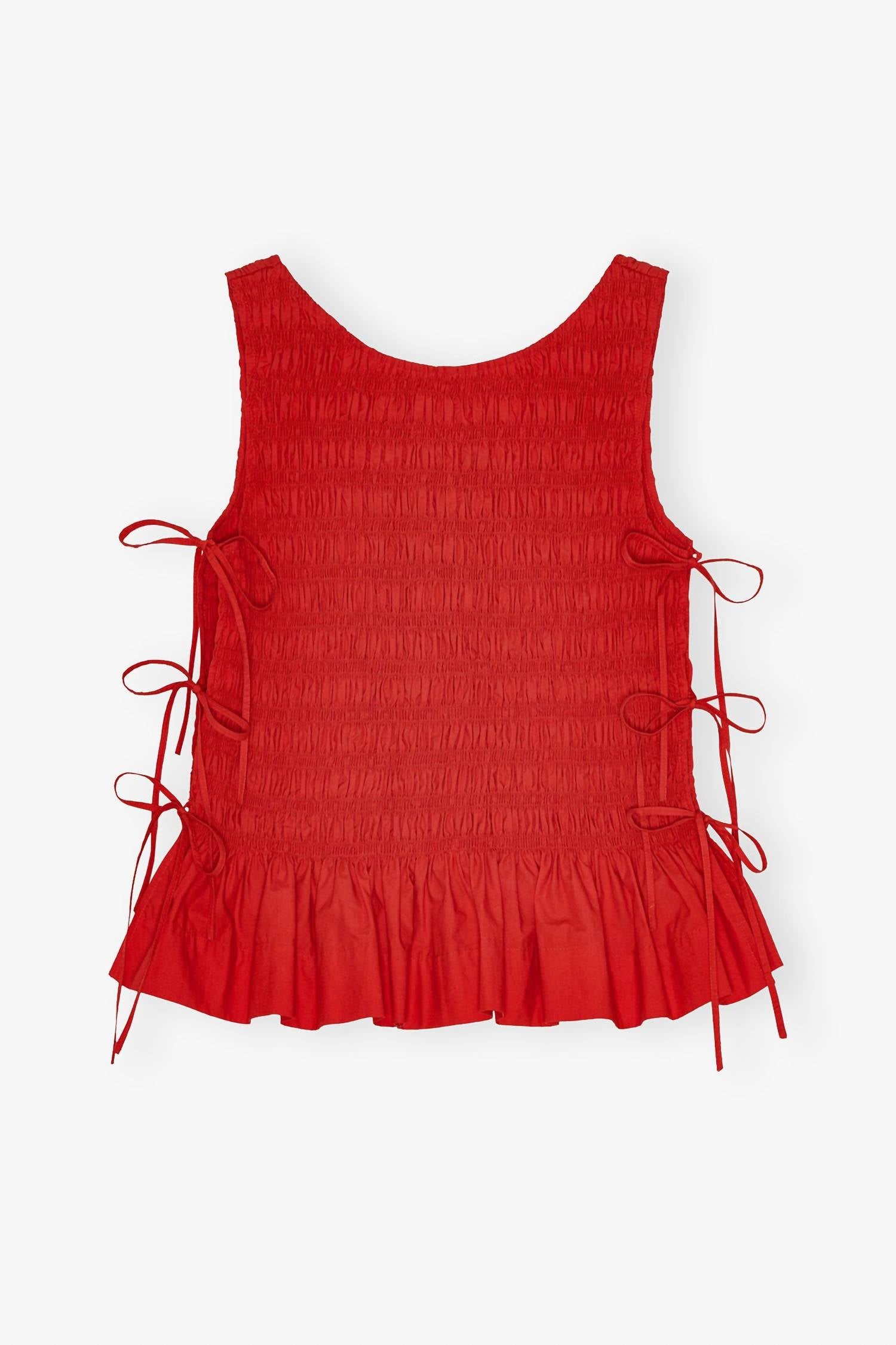 Ganni - Cotton Poplin Smock Tie String Top