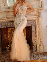 Jovani - Embellished Corset Bodice Prom Dress