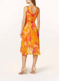 Joseph Ribkoff - Tropical Print Faux Wrap Print Midi Dress