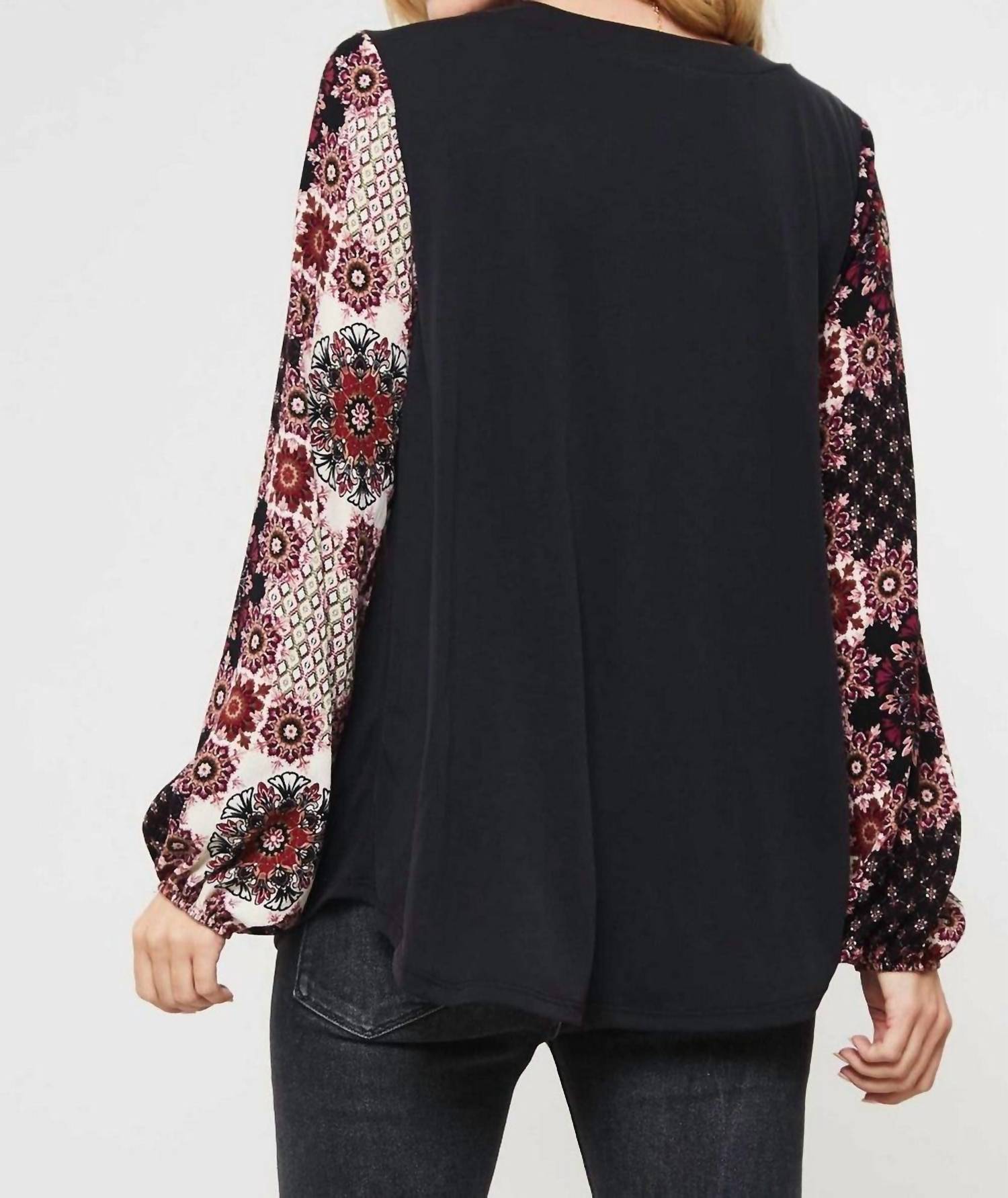 Promesa - Floral Print Sleeve Knit Top