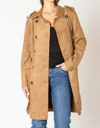 Black Tape - Faux Suede Trench Coat