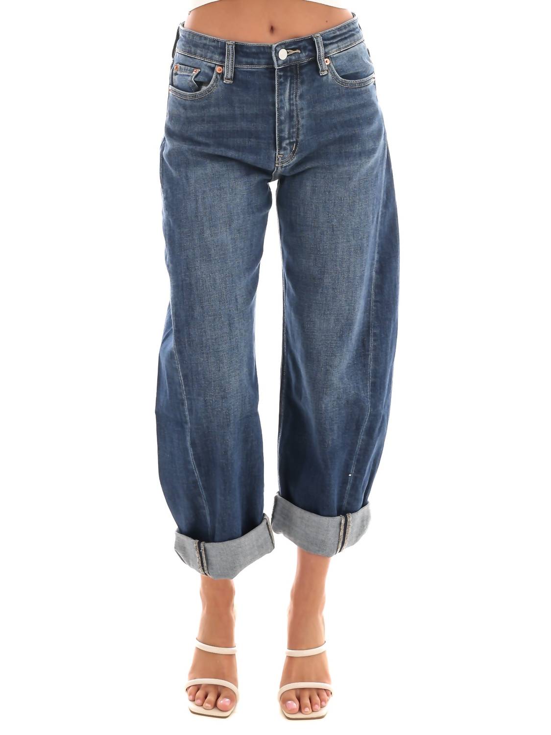 Artemis Vintage High Rise Relaxed Barrel Jeans in dark wash - women's jeans - alternate view