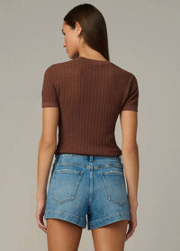 Joe's Jeans The Crochet Baby Tee in chocolate - women's shirt - alternate view