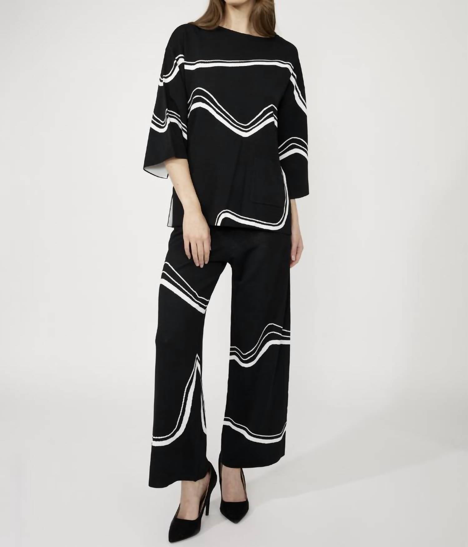 Joseph Ribkoff - Abstract Jacquard Sweater Pullover Top
