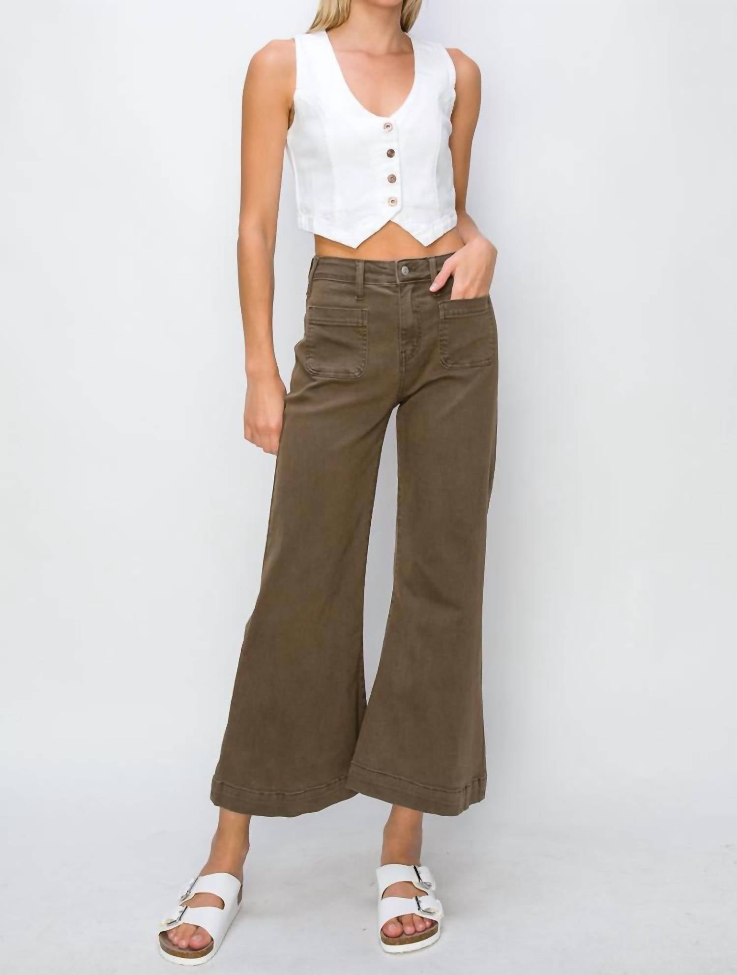 Artemis Vintage - High Rise Stretch Crop Palazzo Jeans