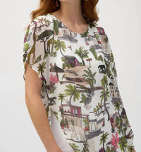 Joseph Ribkoff - Tropical Print Poncho Style Top