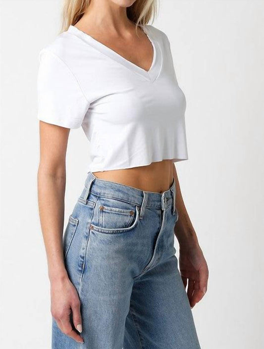 Olivaceous - Alana Cropped V Neck Tee