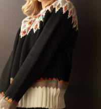 En Creme - Fern & Feather Pattern Knit Sweater