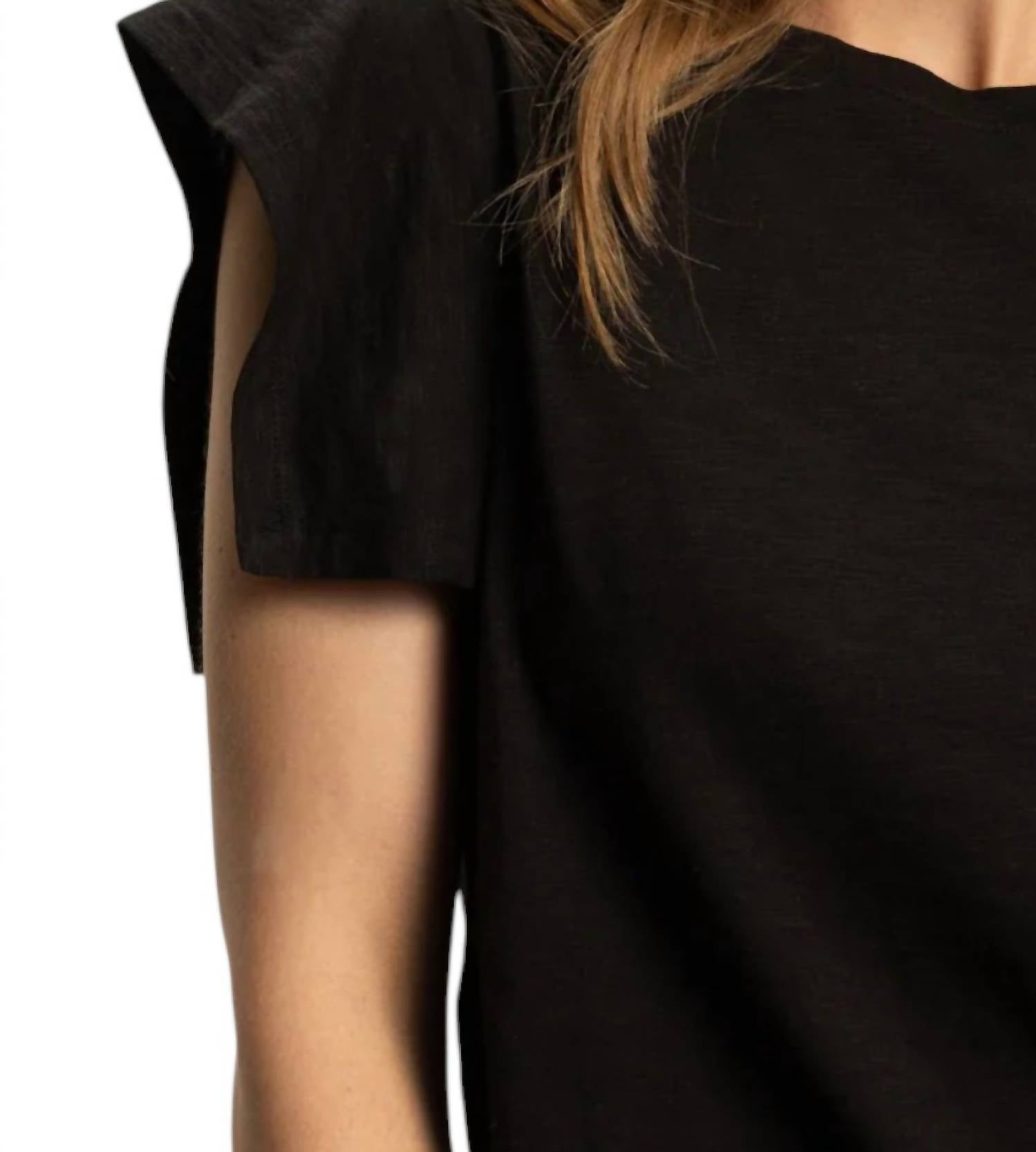 Sanctuary Muscle Crewneck Tee in black - women's shirt - detail view