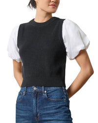 Lilla P - Mixed Media Pullover Sweater