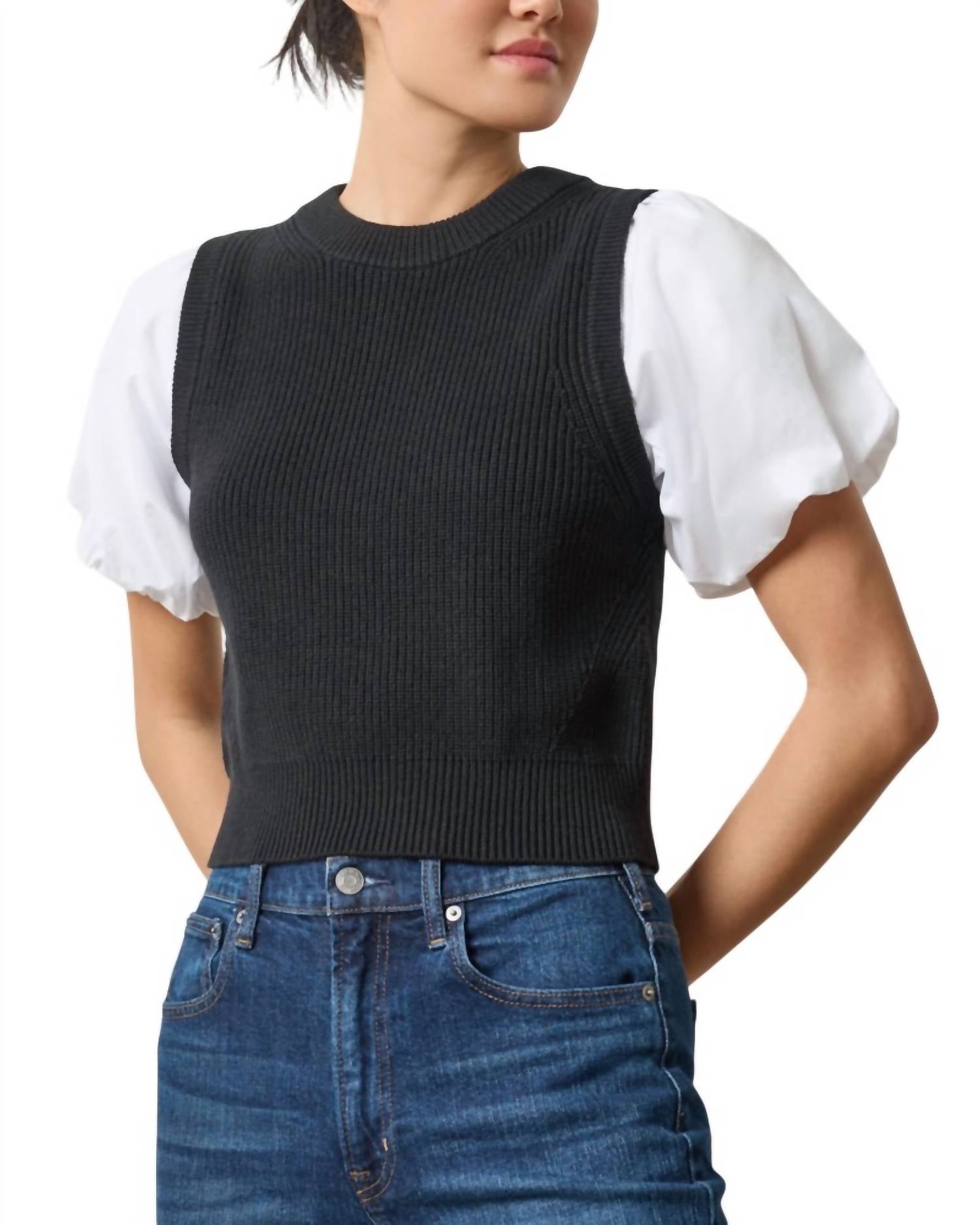 Lilla P - Mixed Media Pullover Sweater