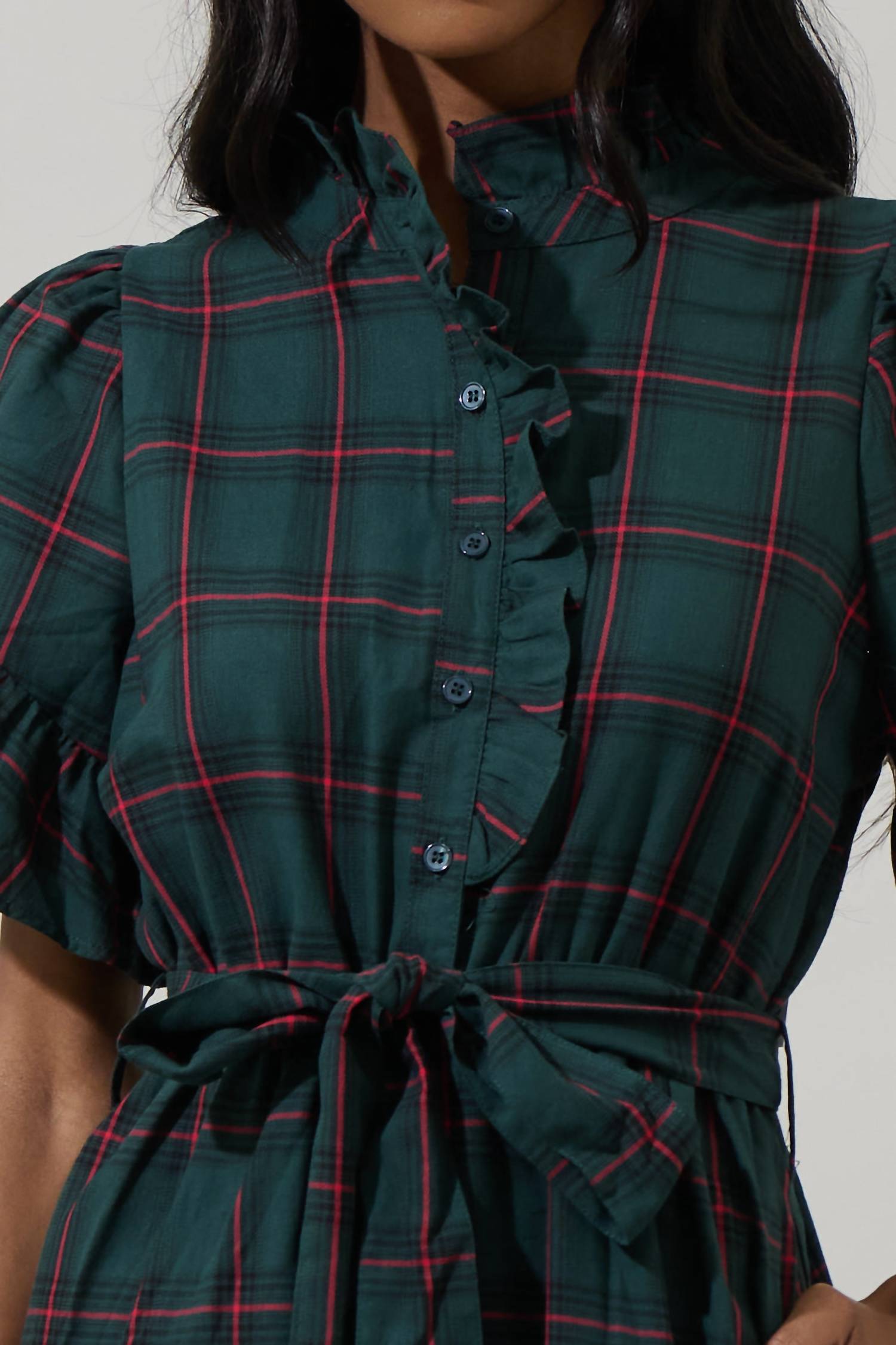 Sugarlips - Plaid Cottonwood Button Down Mini Dress
