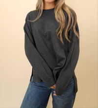 Z Supply Modern Weekender Sweater Top in charcoal heather - women's sweater - alternate view