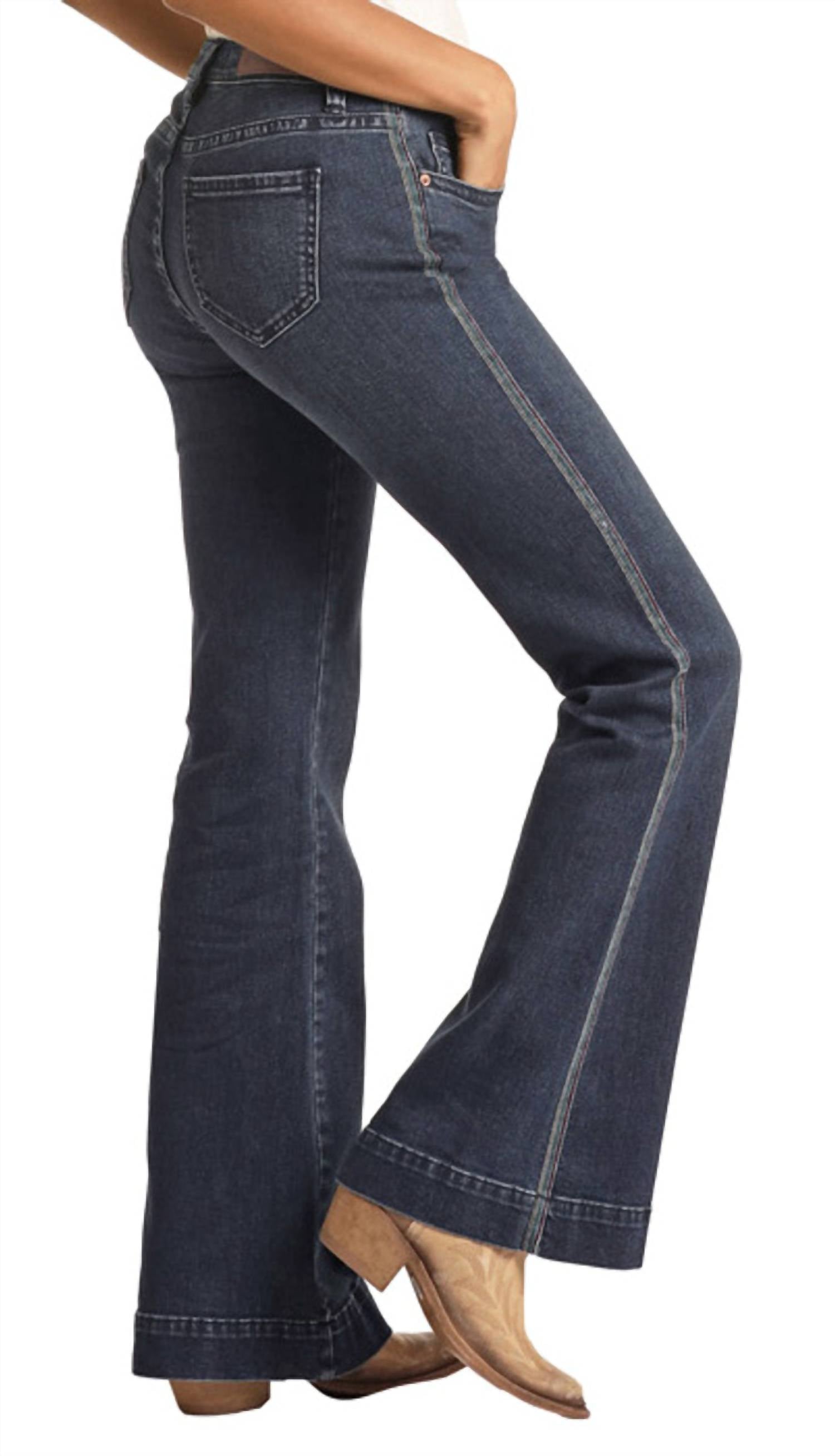 Rock & Roll Denim - Women's Mid Rise Extra Stretch Contrast Side Seam Jean