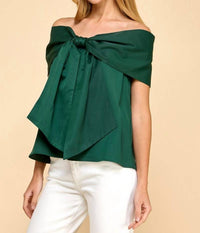 TCEC Bianca Off-shoulder Top in green - women's sweater - alternate view