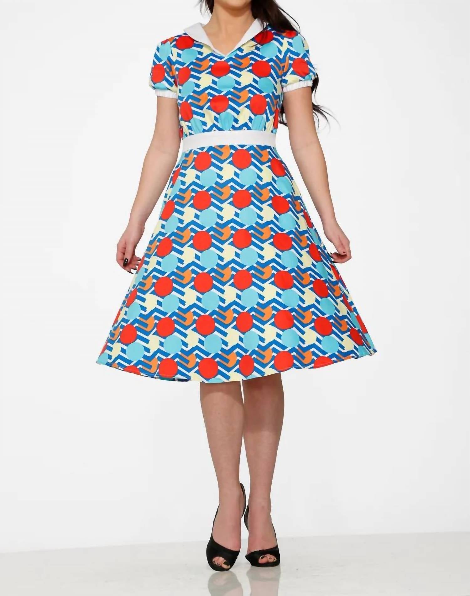 Orchid Bloom - Stripe And Dot Swing Dress