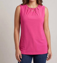 Zac & Rachel - Sleeveless Pleated Neck Blouse