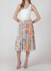 Dex - Pastel Petals Pleated Midi Skirt