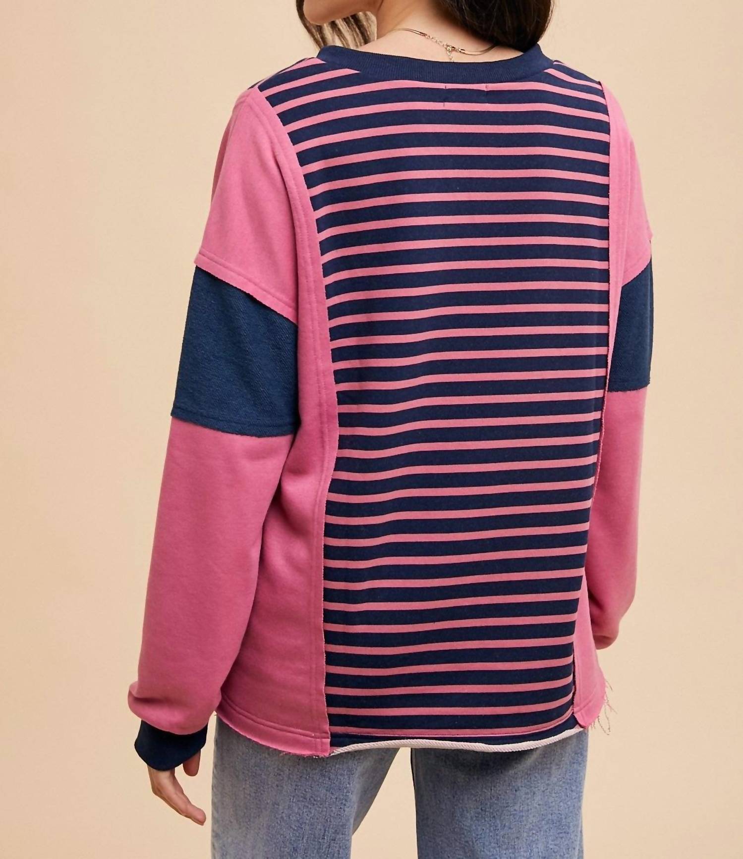 Anniewear - Striped Color Block Sweatshirt
