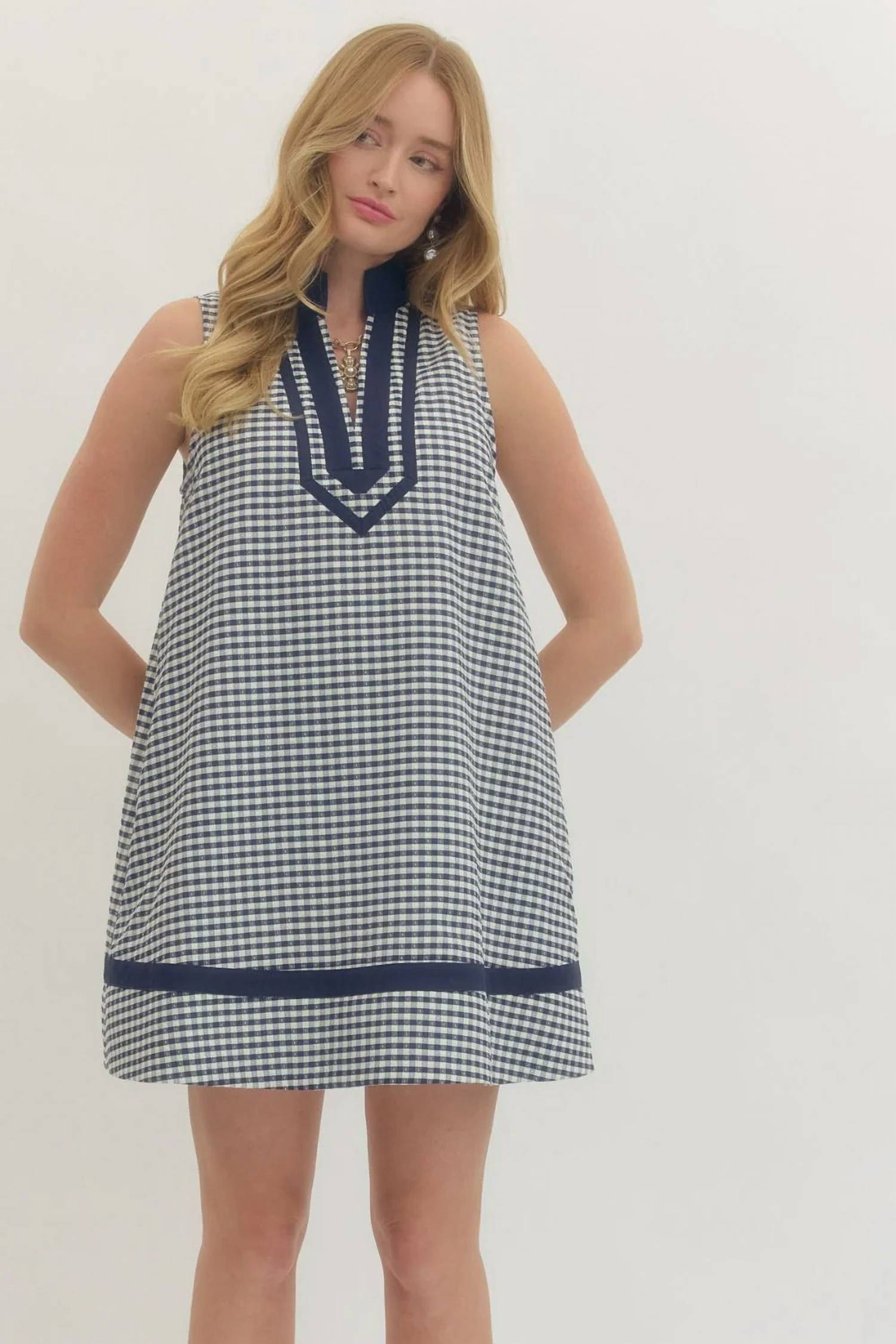 Entro - Classic Charm Gingham Shift Dress - Plus