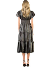 Thml - Flutter Sleeve Leather Midi Dress