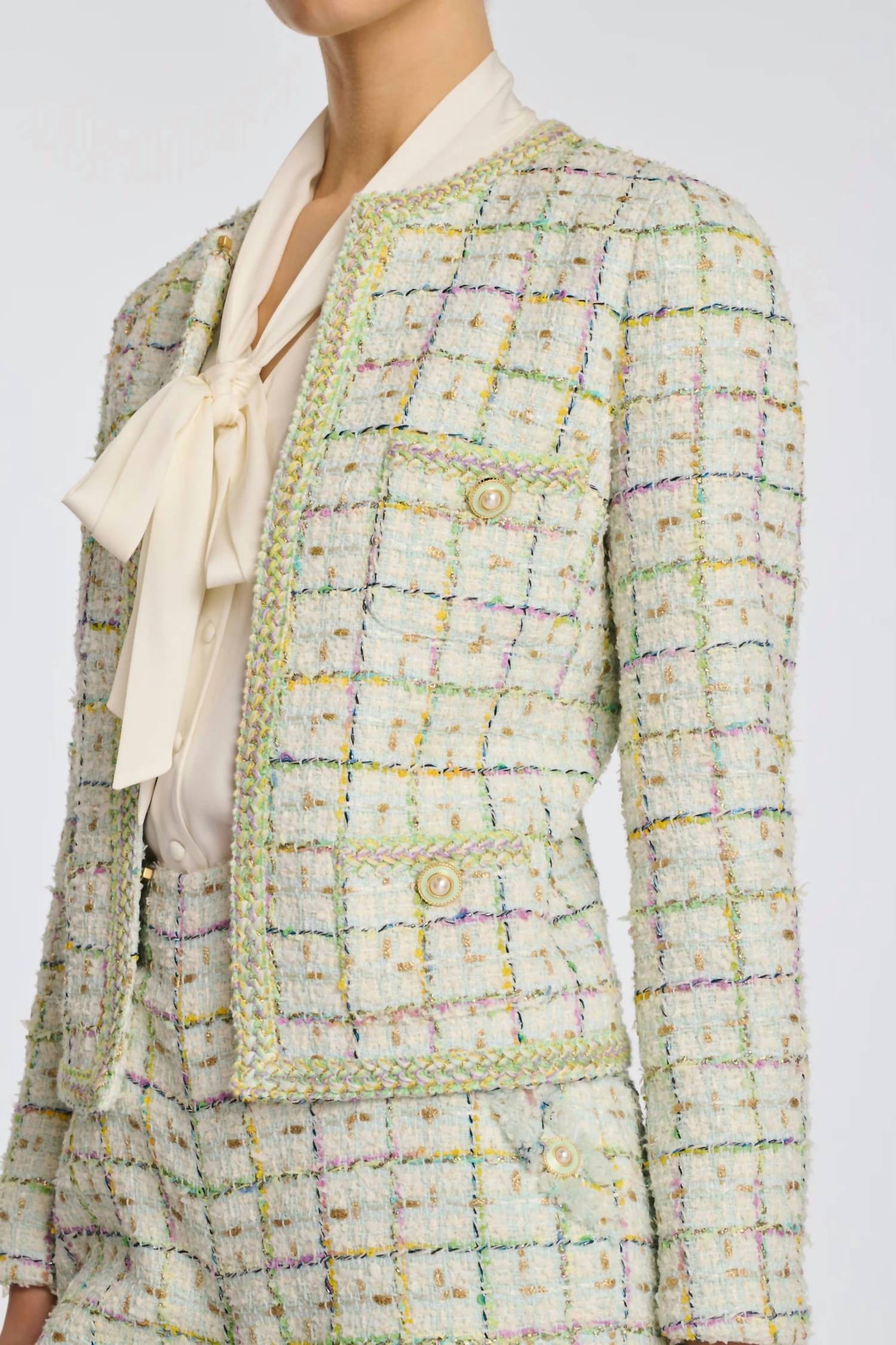 Weill Pastel Tweed Jacket in green - women's jacket - alternate view