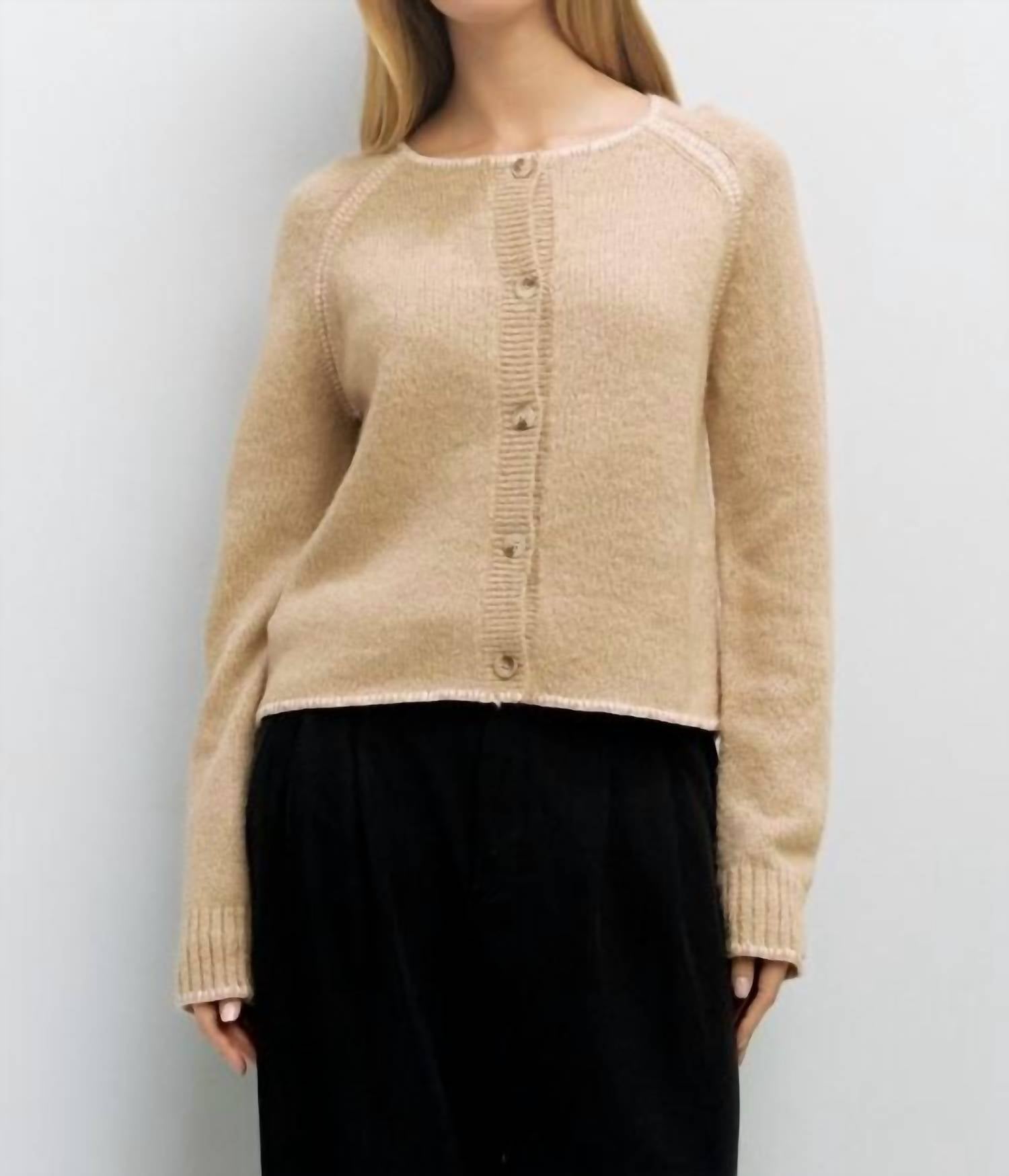 MOD REF Patty Cardigan in beige pink - women's cardigan