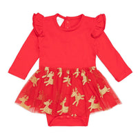 SWEET wink Reindeer Long Sleeve Tutu Bodysuit in red - kids' item - alternate view