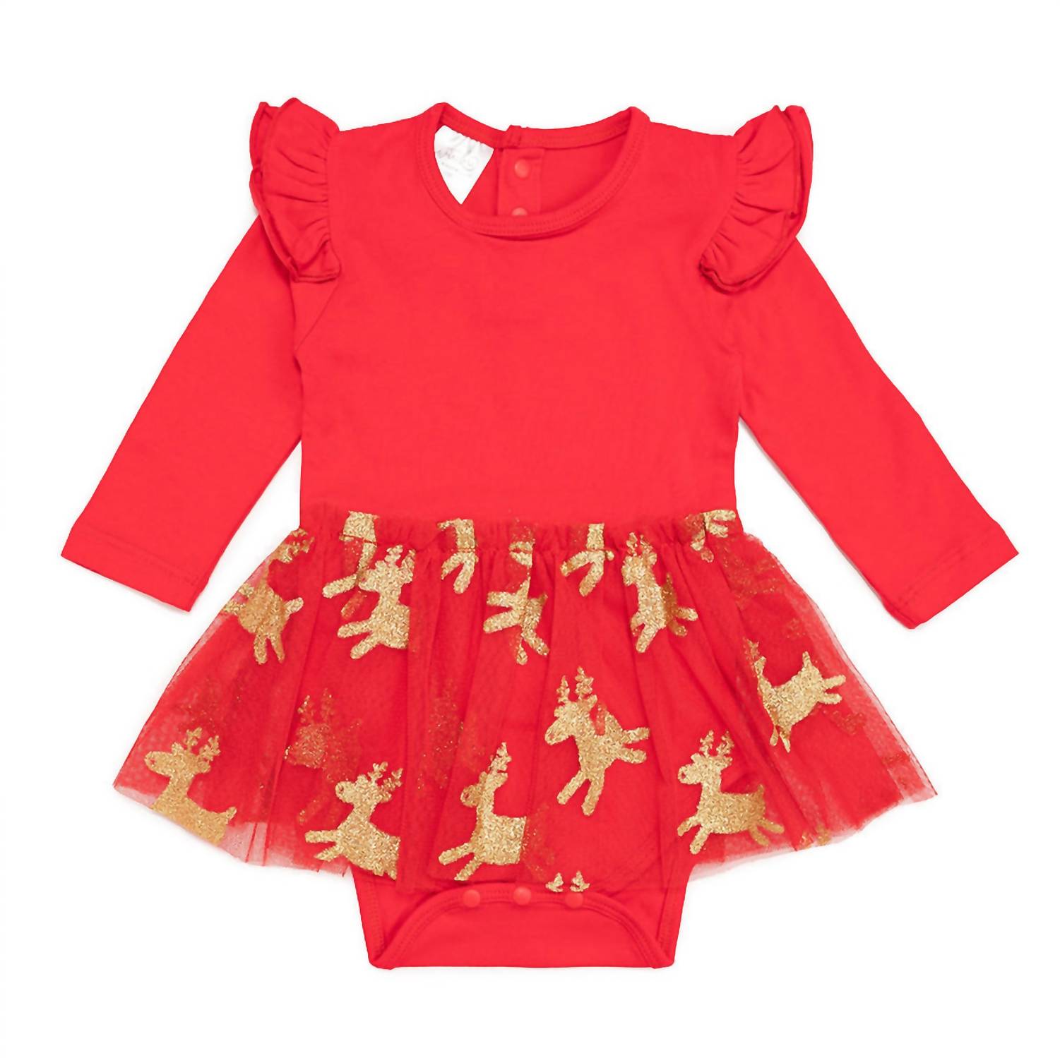 SWEET wink Reindeer Long Sleeve Tutu Bodysuit in red - kids' item - alternate view