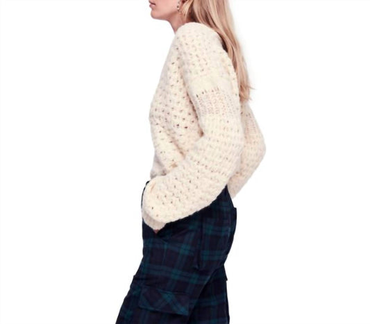 Free People - Crochet Wool Blend Pullover Sweater Cream