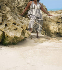 Just Bellina - Grecian V-neck Maxi Dress - Plus